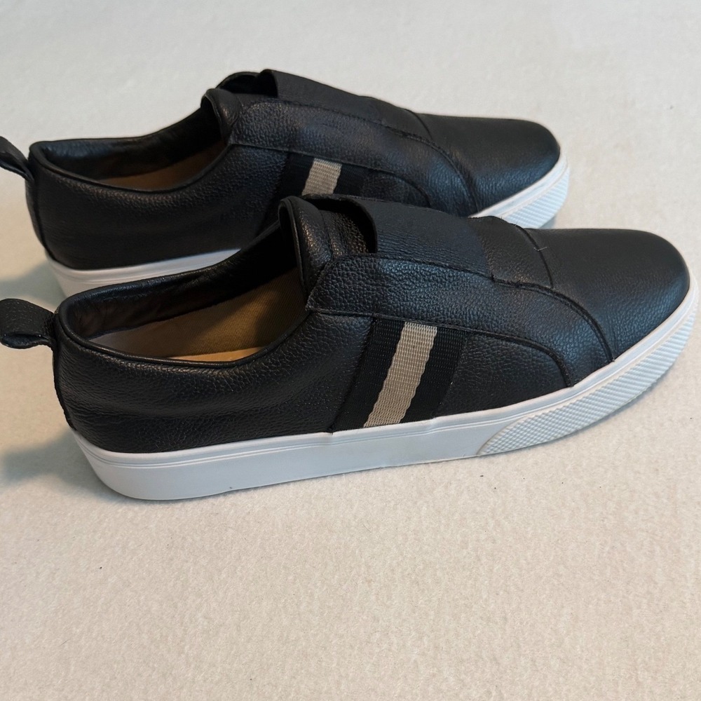 KAANAS Black Pebbled Leather Slip On Sneakers Minimalist Quiet Luxury Shoes 9